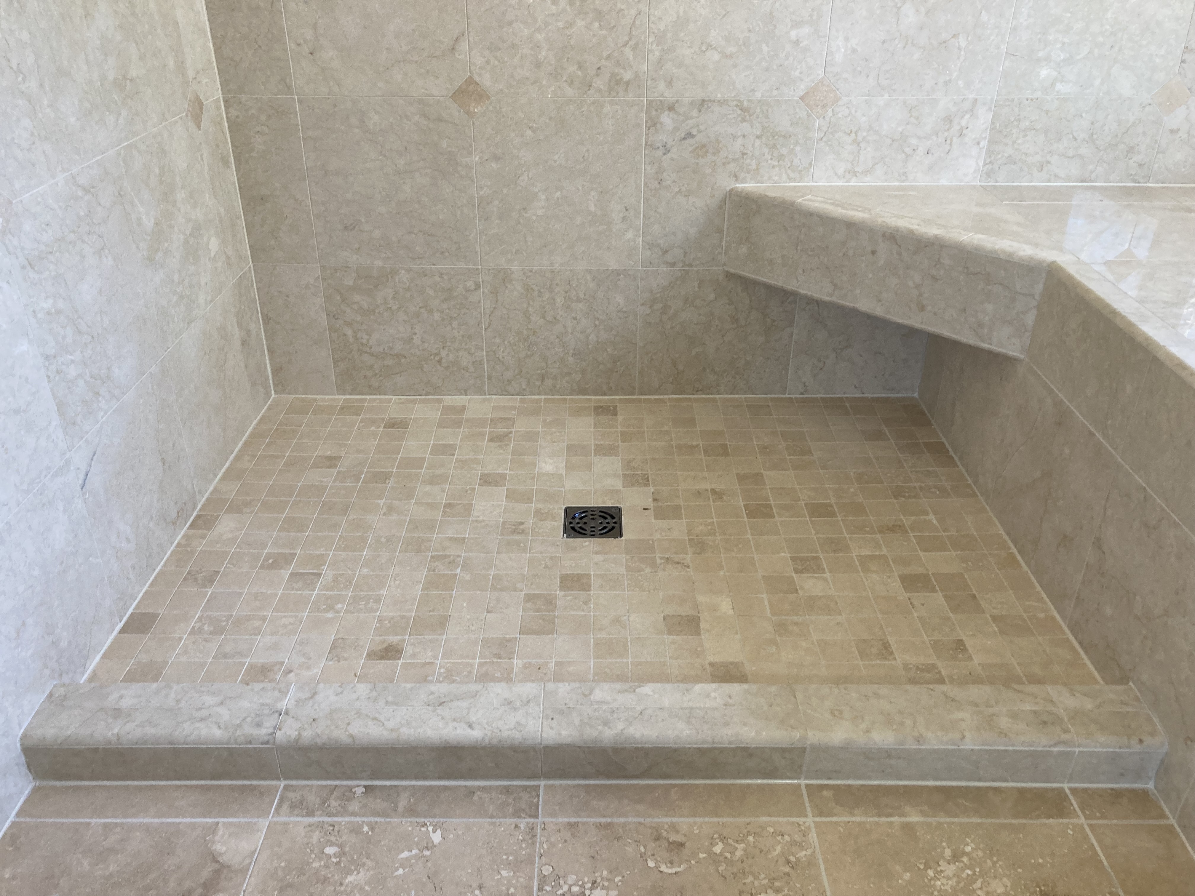 Travertine shower detail