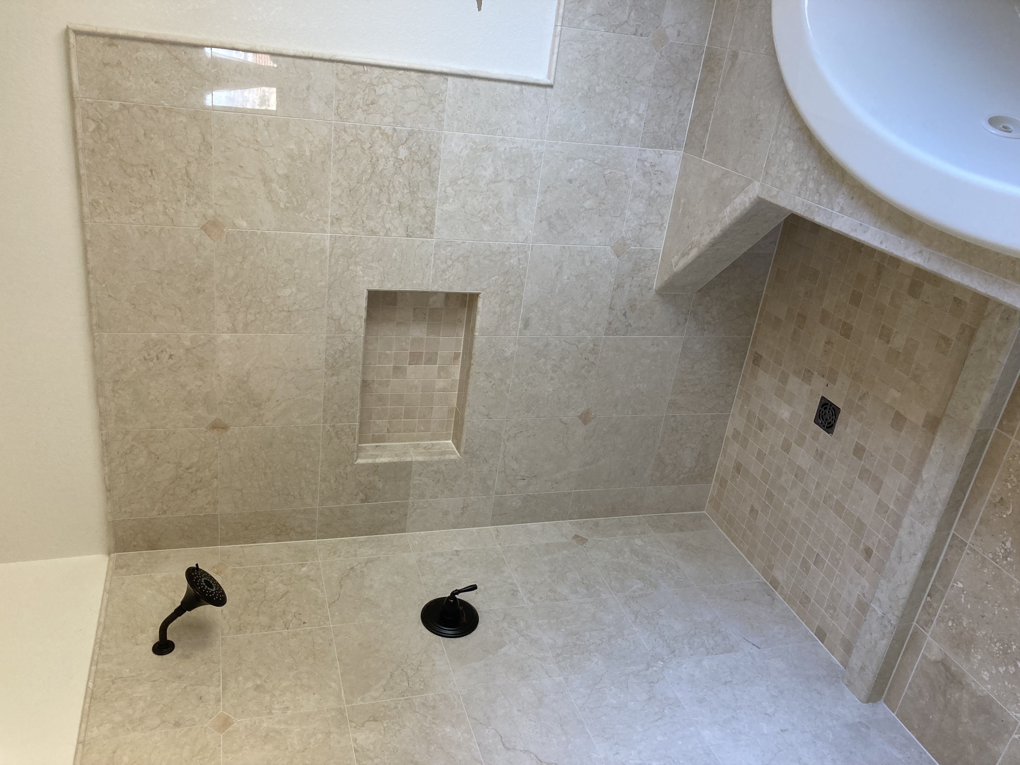Travertine shower